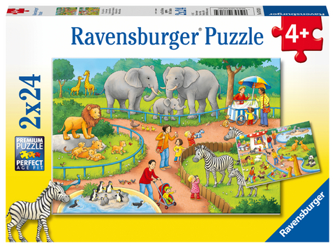 Ravensburger Kinderpuzzle - 07813 Ein Tag im Zoo - Puzzle f&uuml;r Kinder ab 4 Jahren, mit 2x24 Teilen