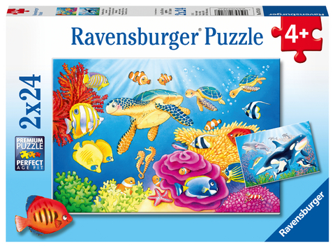 Ravensburger Kinderpuzzle - 07815 Kunterbunte Unterwasserwelt - Puzzle f&uuml;r Kinder ab 4 Jahren, mit 2x24 Teilen