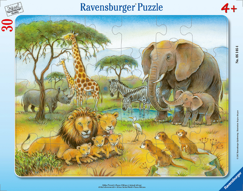 Ravensburger Kinderpuzzle - 06146 Afrikas Tierwelt - Rahmenpuzzle f&uuml;r Kinder ab 4 Jahren, mit 30 Teilen
