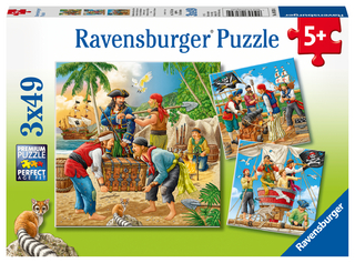 Ravensburger Kinderpuzzle - 08030 Abenteuer auf hoher See - Puzzle für Kinder ab 5 Jahren, mit 3x49 Teilen