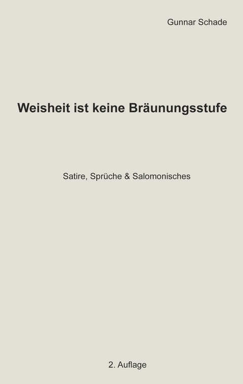 Weisheit ist keine Br&auml;unungsstufe - Gunnar Schade