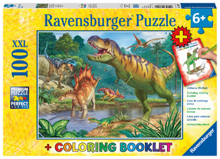 Ravensburger Kinderpuzzle - 13695 Welt der Dinosaurier - Dino-Puzzle für Kinder ab 6 Jahren, mit 100 Teilen im XXL-Format, inklusive Malheft