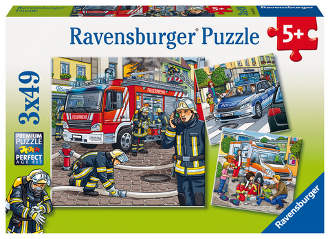 Ravensburger Kinderpuzzle - 09335 Helfer in der Not - Puzzle f&uuml;r Kinder ab 5 Jahren, mit 3x49 Teilen