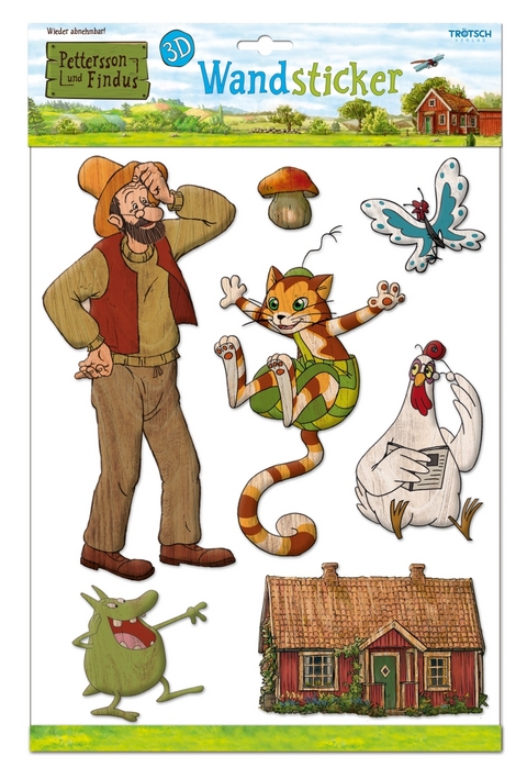 Wandsticker im Holzdesign "Pettersson & Findus"