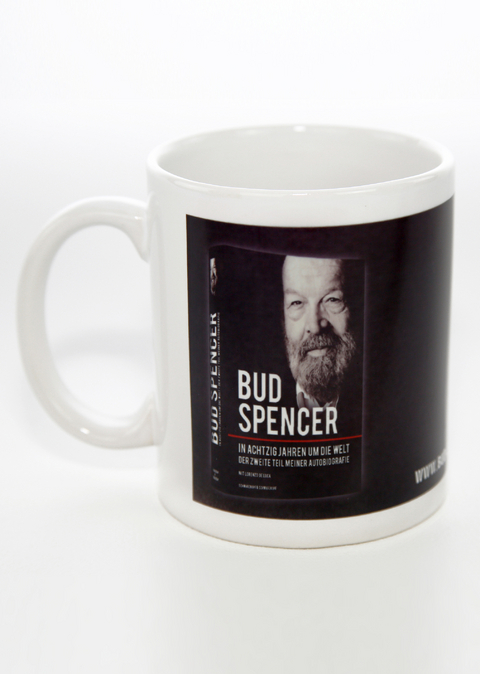 Kaffeebecher BUD SPENCER &raquo;IN ACHTZIG JAHREN UM DIE WELT&laquo;