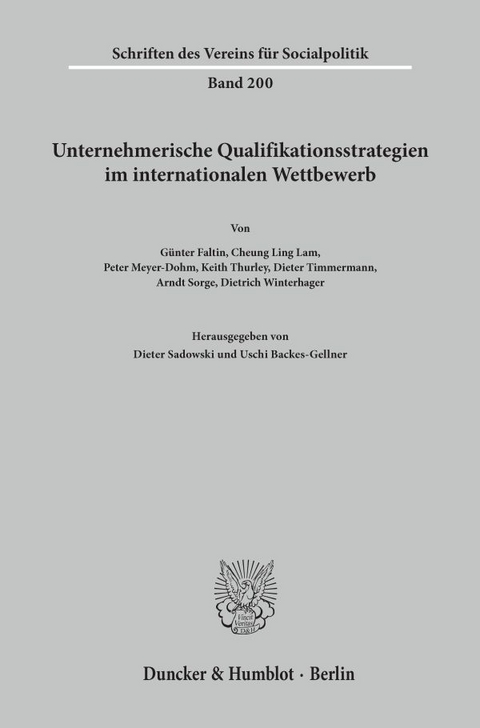 Unternehmerische Qualifikationsstrategien im internationalen Wettbewerb. - 