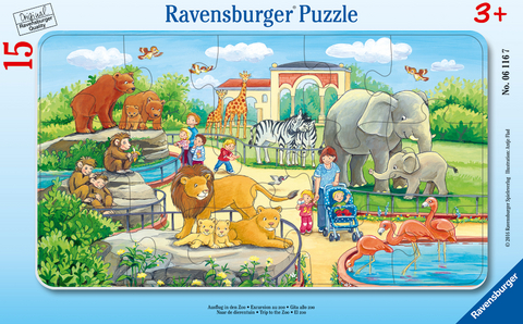 Ravensburger Kinderpuzzle - 06116 Ausflug in den Zoo - Rahmenpuzzle f&uuml;r Kinder ab 3 Jahren, mit 15 Teilen