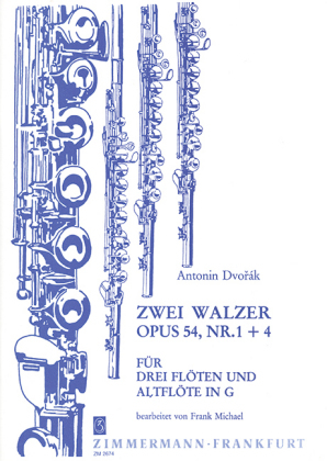 Zwei Walzer, op. 54/1+4, für 3 Flöten und Altflöte in G, Partitur und Stimmen
