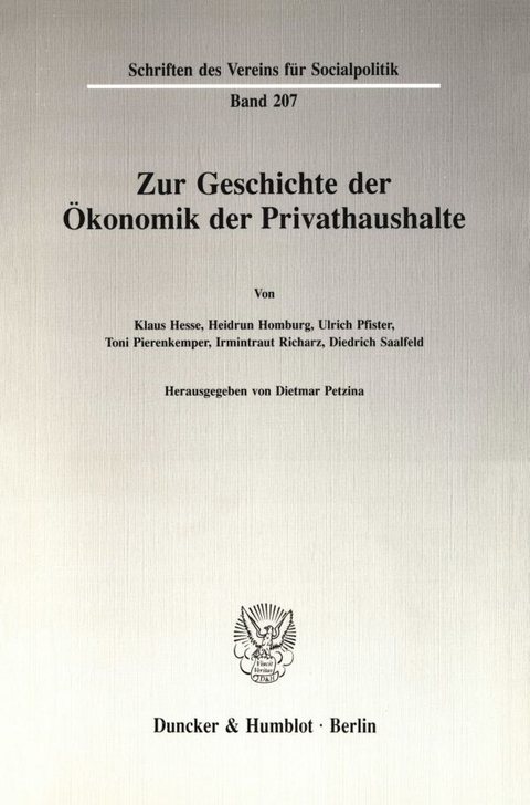 Zur Geschichte der &Ouml;konomik der Privathaushalte. - 