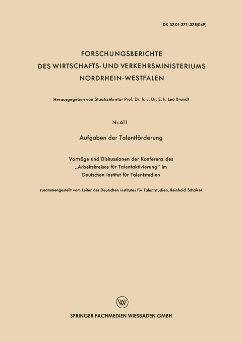 Aufgaben der Talentf&ouml;rderung - Reinhold Schairer