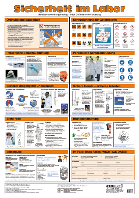 Wandtafel Sicherheit im Labor