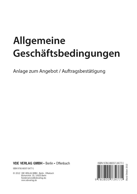 Allgemeine Geschäftsbedingungen