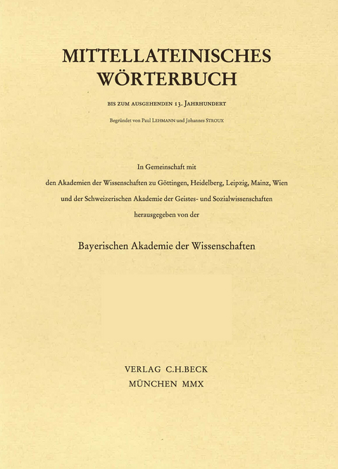 Mittellateinisches W&ouml;rterbuch 43. Lieferung (hospitalarius - illibezzus)