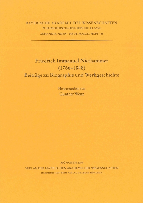Bayerische Akademie der Wissenschaften Philosophisch-historische... / Friedrich Immanuel Niethammer (1766-1848) - 