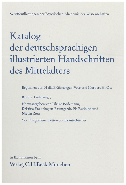 Katalog der deutschsprachigen illustrierten Handschriften des Mittelalters Band 7, Lfg. 5 - 