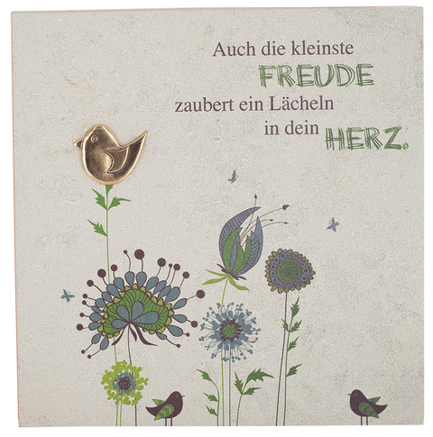 Natursteinrelief "Auch die kleinste Freude"