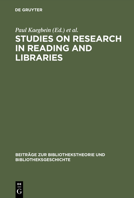 Studies on research in reading and libraries - 