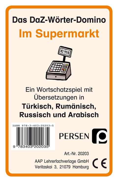 Das DaZ-W&ouml;rter-Domino: Im Supermarkt - Klara Kirschbaum, Luise Welfenstein