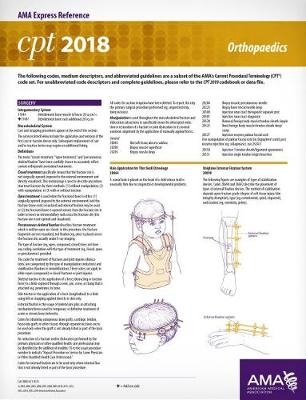 CPT® 2018 Express Reference Coding Cards: Orthopaedics