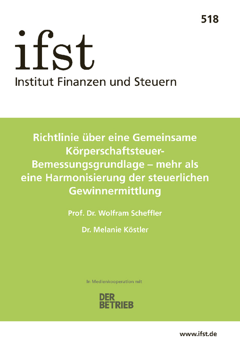 ifst-Schrift 518 - Wolfram Scheffler, Melanie K&ouml;stler