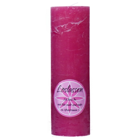 Chakra Kerze "Loslassen" in pink, H&ouml;he ca. 23 cm