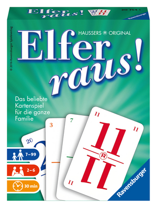 Ravensburger Elfer raus Kartenspiel, Gesellschaftsspiel 2 - 6 Spieler, Spiel ab 7 Jahren für Kinder und Erwachsene