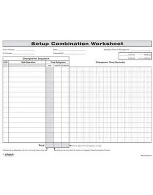 Quick Changeover: Setup Combination Worksheet