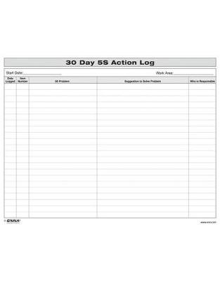 5S: 30 Day Action Log