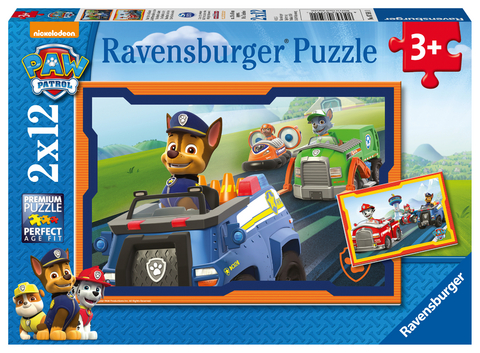 Ravensburger Kinderpuzzle - 07591 Paw Patrol im Einsatz - Puzzle f&uuml;r Kinder ab 3 Jahren, Paw Patrol Puzzle mit 2x12 Teilen