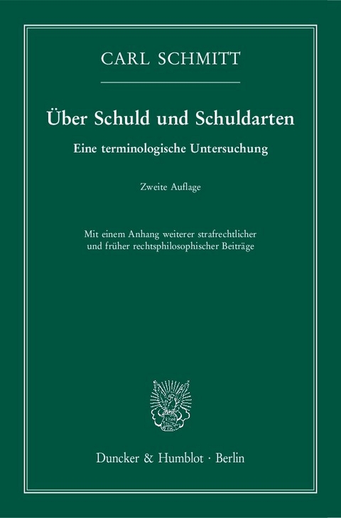 &Uuml;ber Schuld und Schuldarten. - Carl Schmitt
