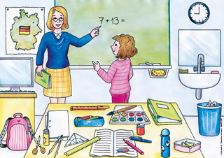 Erzählbild Klassenraum und Schule
