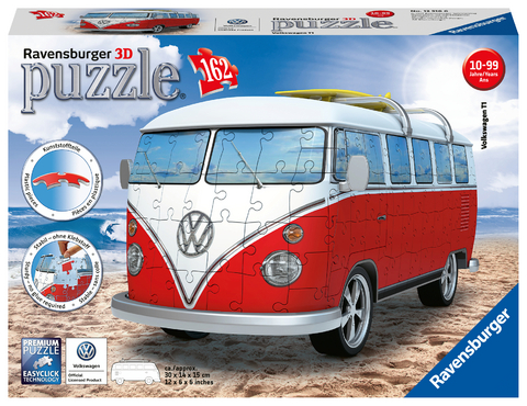 Ravensburger 3D Puzzle 12516 - Volkswagen T1 - Surfer Edition - 162 Teile
