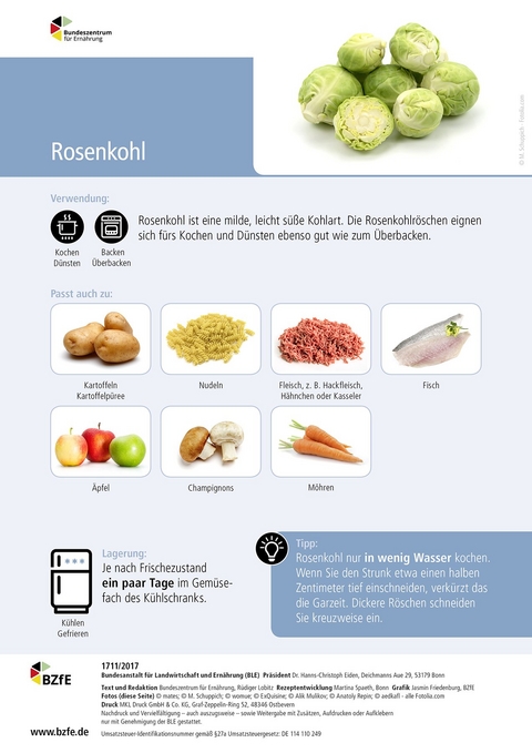 Lebensmittel-Infoblatt: Rosenkohl - R&uuml;diger Lobitz, Martina Spaeth