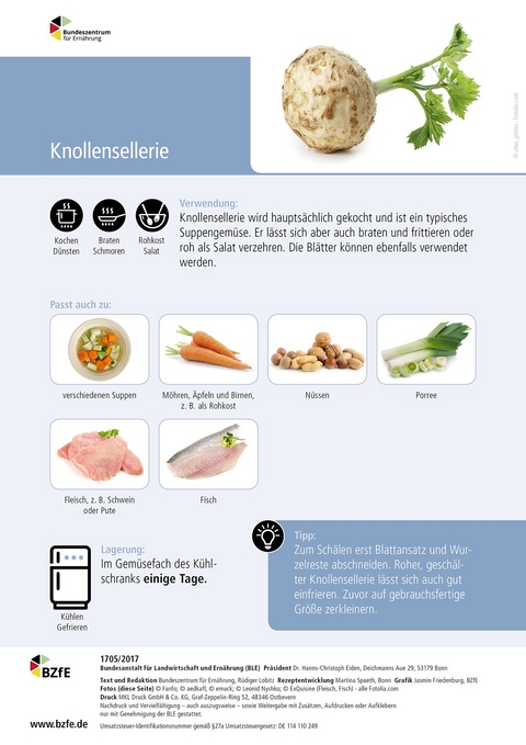 Lebensmittel-Infoblatt: Knollensellerie - Rüdiger Lobitz, Martina Spaeth