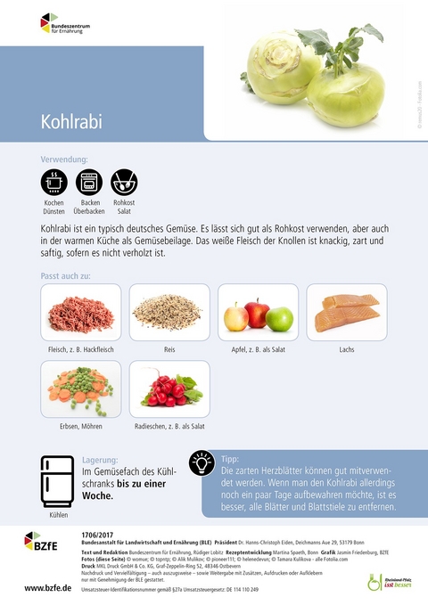 Lebensmittel-Infoblatt: Kohlrabi - Rüdiger Lobitz, Martina Spaeth