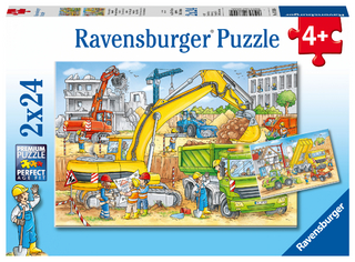 Ravensburger Kinderpuzzle - 07800 Viel zu tun auf der Baustelle - Puzzle für Kinder ab 4 Jahren, mit 2x24 Teilen