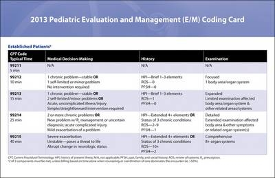 2013 Evaluation and Management (E/M) Quick Reference Coding Card -  AAP Committee on Coding and Nomenclature