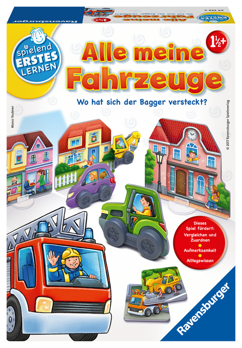 Ravensburger 24722 - Alle meine Fahrzeuge - Lernspiel f&uuml;r die ganz Kleinen - Zuordnungsspiel f&uuml;r Kinder ab 2 Jahren, Spielend erstes Lernen f&uuml;r 1-3 Spieler - Marco Teubner