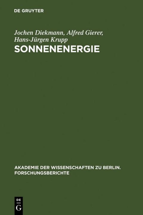 Sonnenenergie - Jochen Diekmann, Alfred Gierer, Hans-J&uuml;rgen Krupp