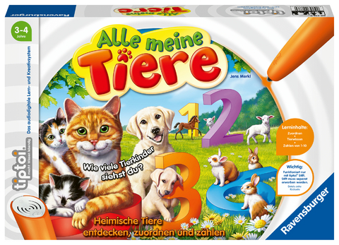 Ravensburger tiptoi 00776 - Alle meine Tiere - Spiel von Ravensburger ab 3 Jahren - Lerne spielerisch die Zahlen von 1 bis 10 mithilfe heimischer Tiere