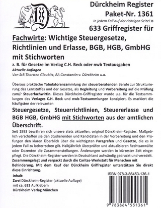 Paket STEUERFACHWIRT: 633 DürckheimRegister® für die Fachwirtprüfung