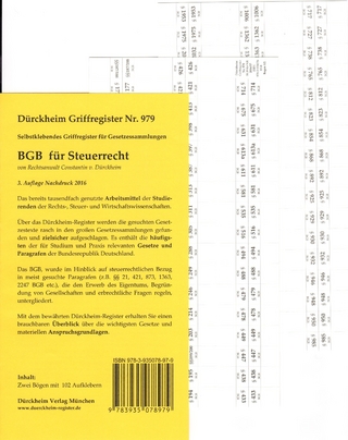 BGB im Steuerrecht, Griffregister Nr. 979 (Nachdruck 2017): 102 bedruckte Griffregister für das Bürgerliche Gesetzbuch