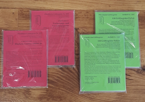 Paket SCHÖNFELDER & SARTORIUS OHNE §§ // Griffregister + Folien zum Einheften und Unterteilen der Beck'schen Gesetzessammlungen