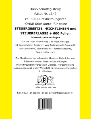 DürckheimRegister® Paket-STEUERGESETZE-RILI-ERLASSE: 600 DürckheimRegister® ohne Stichworte + 600 FOLIEN