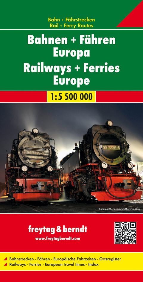 Bahnen + F&auml;hren Europa, Eisenbahnkarte 1:5,5 Mio., Poster, plano in Rolle - 
