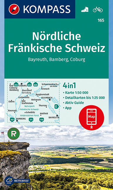 KOMPASS Wanderkarte N&ouml;rdliche Fr&auml;nkische Schweiz, Bayreuth, Bamberg, Coburg - 