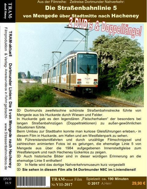 DVD Straßenbahn Dortmund Linie 5 / Mengede nach Hacheney