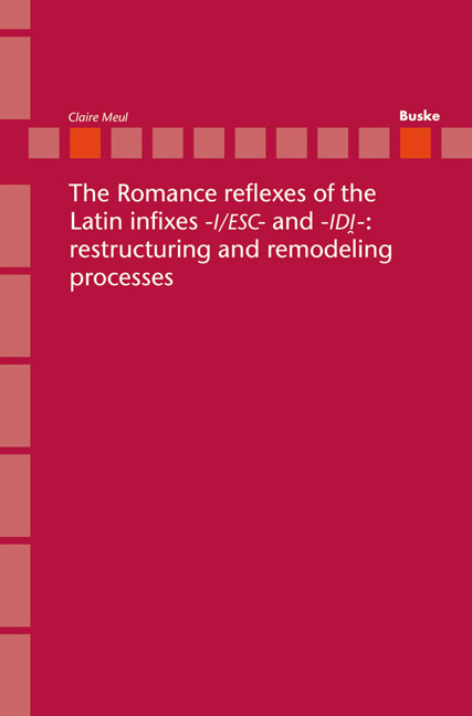 The Romance reflexes of the Latin infixes &ndash;I/ESC- and -IDI-: restructuring and remodeling processes. - Claire Meul
