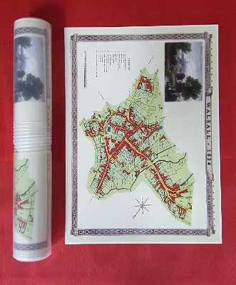 Walsall Town 1824 - Old Map Supplied Rolled in a Clear Two Part Screw Presentation Tube - Print Size 45cm x 32cm -  Mapseeker Archive Publishing,  Mason