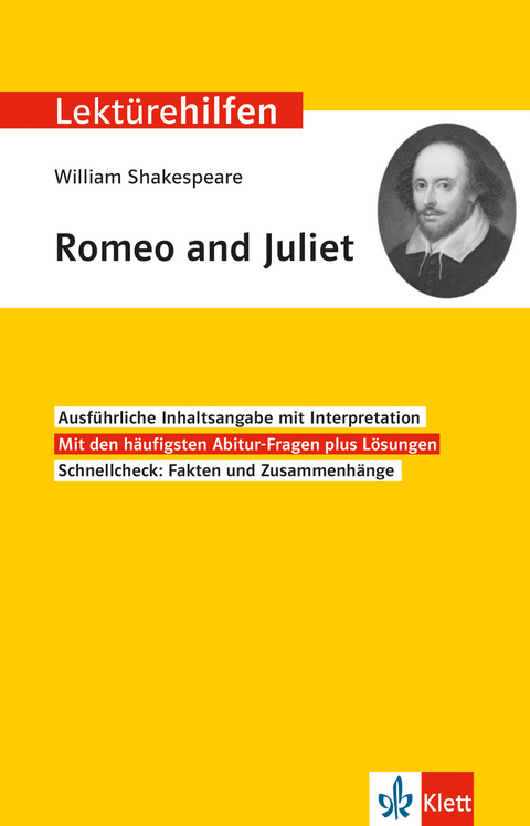 Klett Lekt&uuml;rehilfen William Shakespeare, Romeo und Juliet